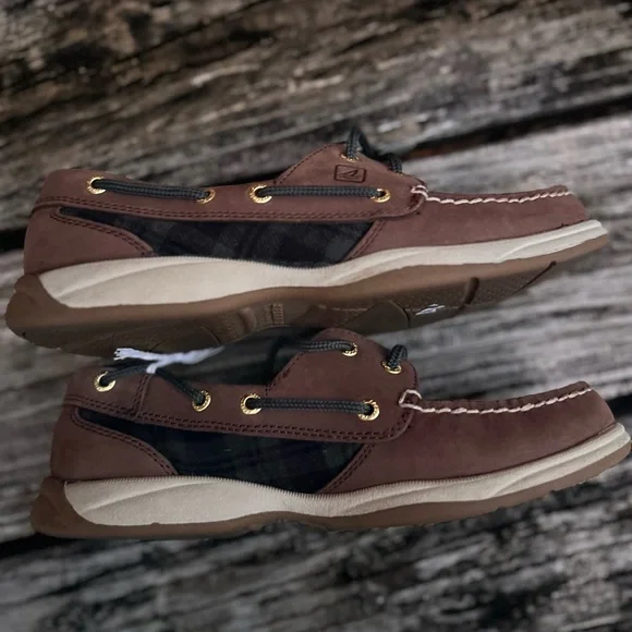 Sperry Top Siders Leather Blue Green Tartan Plaid Women's Boat Shoes Size 6.5 - Picture 6 of 12